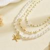 Star Pearl Pendant Necklace With Multi Layer Chain For Women And Men