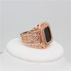Russia 585 Purple Gold Couple Ring Fashion Rose Gold Plated Black Stone Ring For Boyfriend Gift