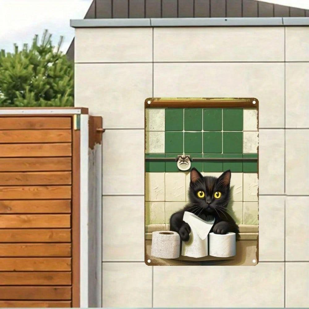 Gothic Black Cat Tin Sign Vintage Wall Decor Metal Art 8x12 Inch Retro Home Bar Cafe