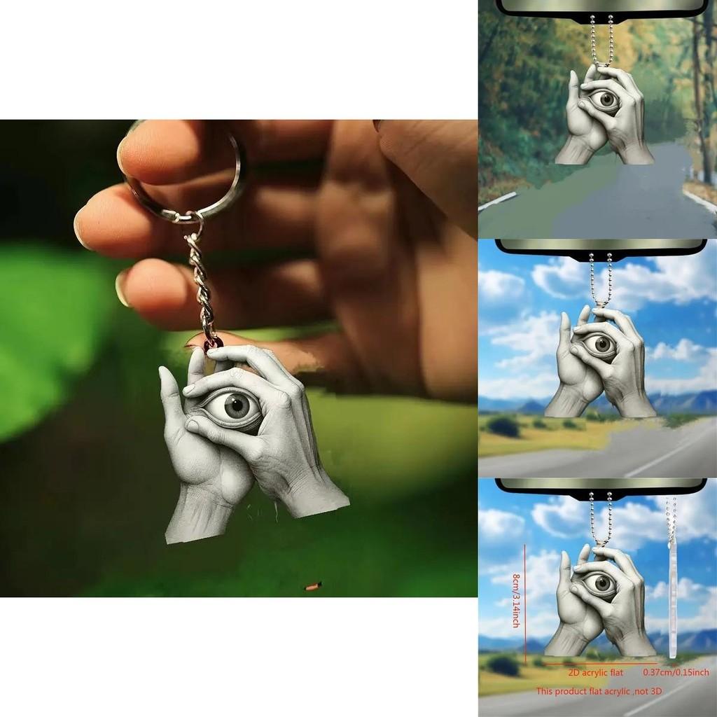 Whimsical Vintage 2d Acrylic Eye Car Pendant For Beautiful Interior Car Decoration