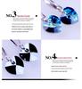 Korean Ocean Heart Blue Crystal S925 Silver Women's Earrings
