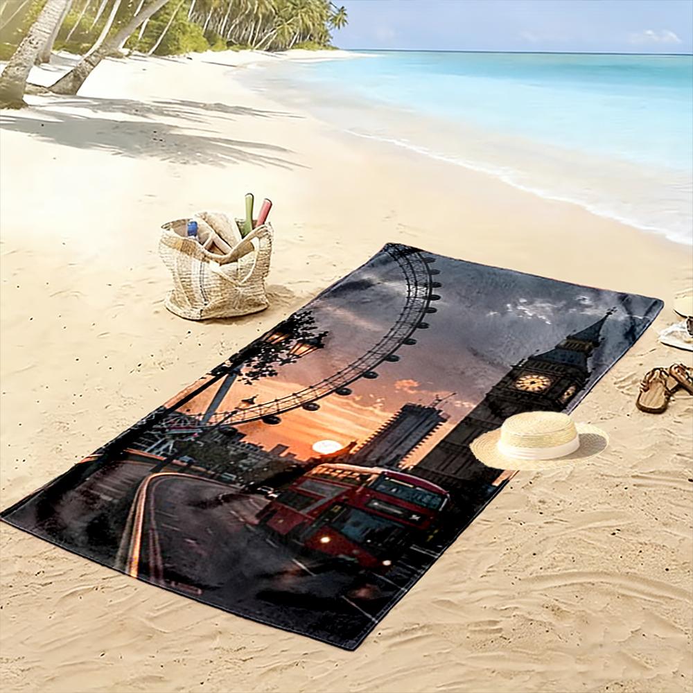 London Big Ben Sonnenuntergangsszene Strandtuch schnelltrocknend für Reise Outdoor-Sport Joggen Strand und Schwimmen
