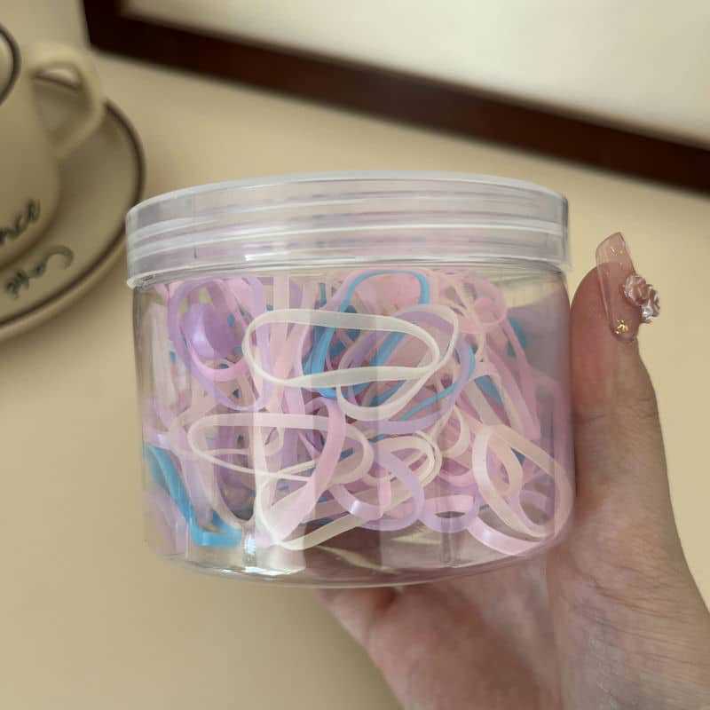1PC Drum Bulk Disposable Rubber Band Children's Rubber Band Children's Braided Disposable Transparent Color Rubber Band Hair Band