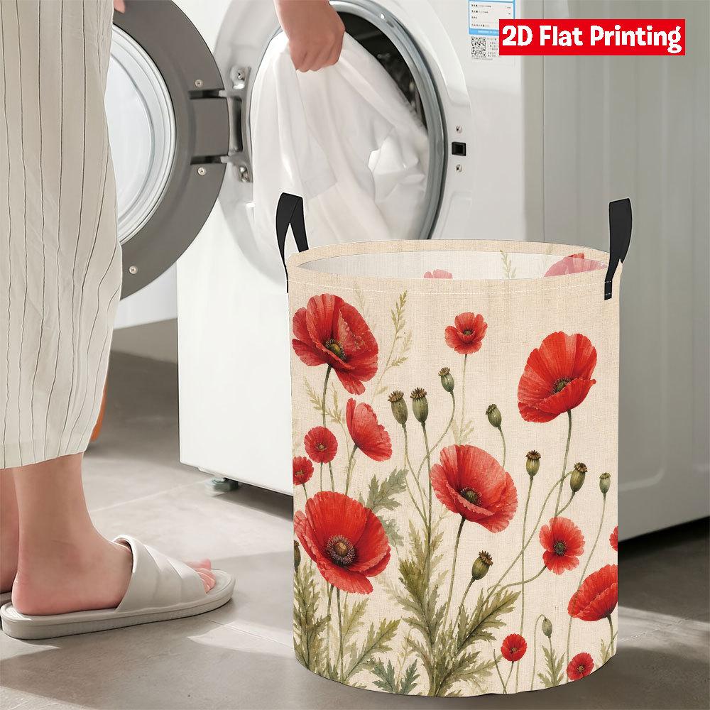 Collapsible Laundry Basket Large Round Waterproof Fabric Hamper Dirty Clothes Storage Bin Toy Organizer with Handles