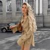 European and American minimalist fashion khaki cotton-linen shirt and shorts two-piece set, summer loose casual top set