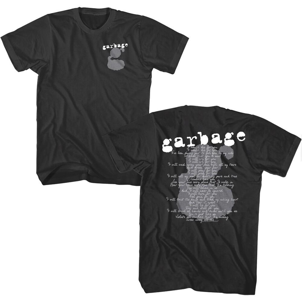 Garbage #1 Crush Song Lyrics Men's T Shirt 97 Vow B-Side Alt Rock Band Concert
