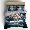 Swans and Cherry Blossom Scene Bedding Duvet Cover Set  (1*Duvet Cover 2*Pillowcases, without duvet insert)