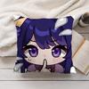 Raiden Shogun Cute Genshin Cushion Cover Silky Short Plush Invisible Zipper Dustproof Sofa Pillow Case For Home Decor