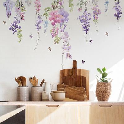 Piante Floreali Fiori Farfalla Adesivo Murale Arte Decalcomania Decorazione Casa