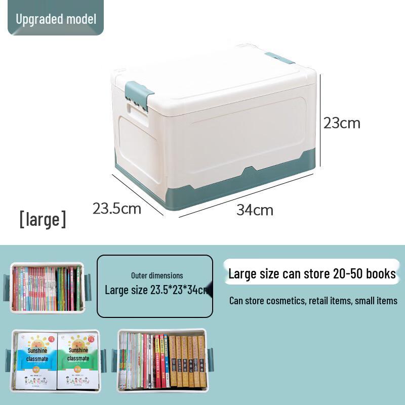 Foldable Plastic Storage Box with Lid & Handles, 28L