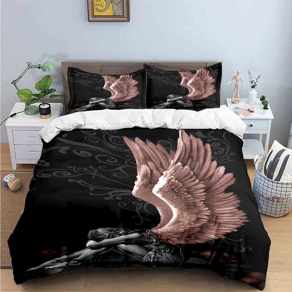 Comforter Exquisite Angel Wings Printed Bedding Sets Exquisite Set Bed Comforter Set Bedding Set Luxury Birthday Gift