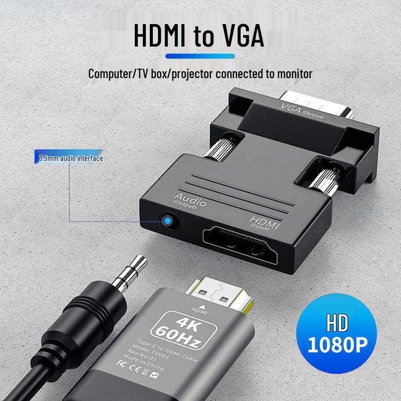 HDTV To VGA Converter with Audio - Female To Male Adapter for Computers and Projectors