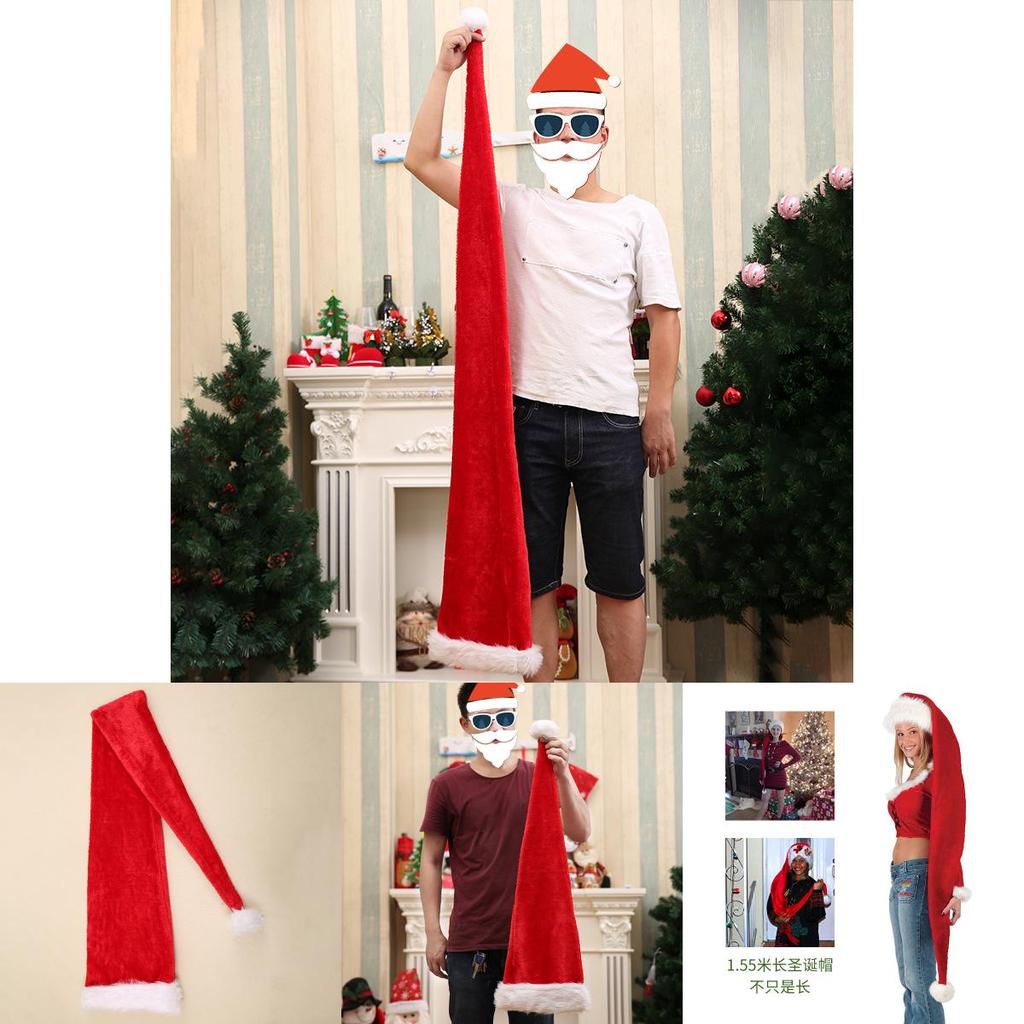 Christmas Hat For Child Adults With Plush Material And Extended Length Holiday Costume Accessory