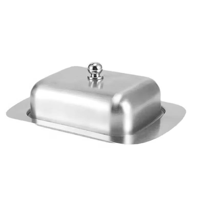 304 Stainless Steel Butter & Cheese Storage Dish with Clear Cover