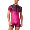Costume da bagno intero da uomo a colori sfumati S-3XL Manica corta Zip frontale Pantaloncini a pantaloncino Tuta Rash Guard per Surf Nuoto Subacquea