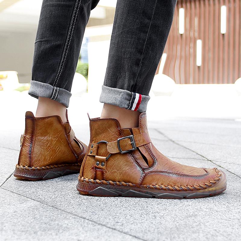 Men's Leather Boots High Top Casual Sneakers 39-46