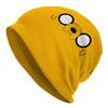 1 Unisex Street Style Cartoon Knit Beanie - Playful Yellow Animal Expression Pattern, Durable Knit Fabric, Comfortable Stretch Fit, Casual Outdoor Hat