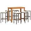 VidaXL Ensemble de bar de jardin 7 pcs marron bois massif acacia rotin, table et chaises de bar d'extérieur, ensemble de 3295285