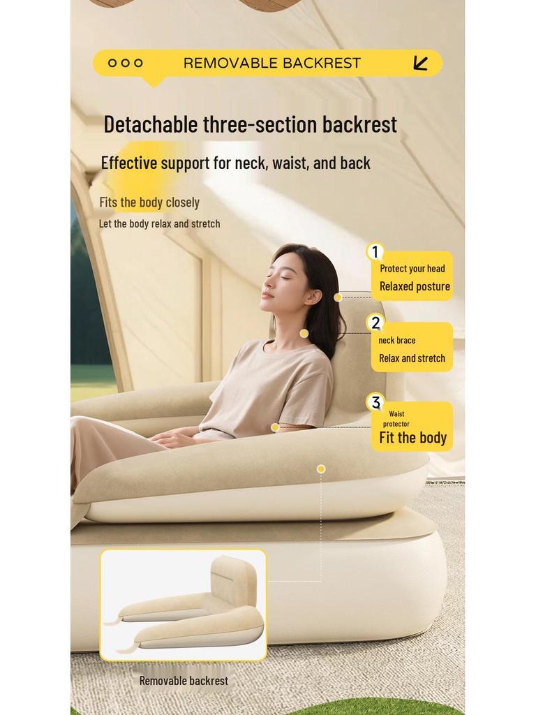 HomePursue Inflatable Camping Bed - Lazy Air Mattress & Multi-Back Sofa, Single/Double.