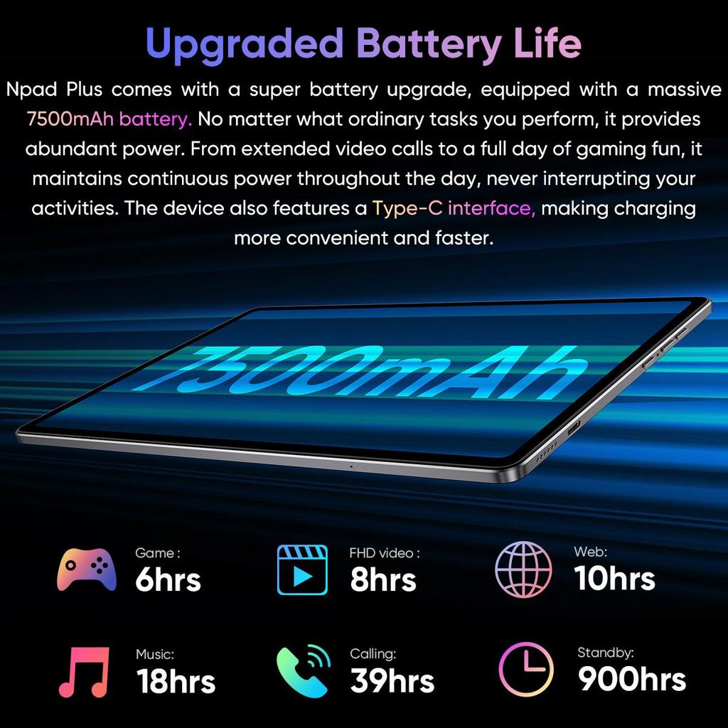 N-one Tablet 10.36 Inch Android 12 Tablet Computer, 128GB MediaTek MTK8183 Octa Core 2000*1200 FHD NPad Plus