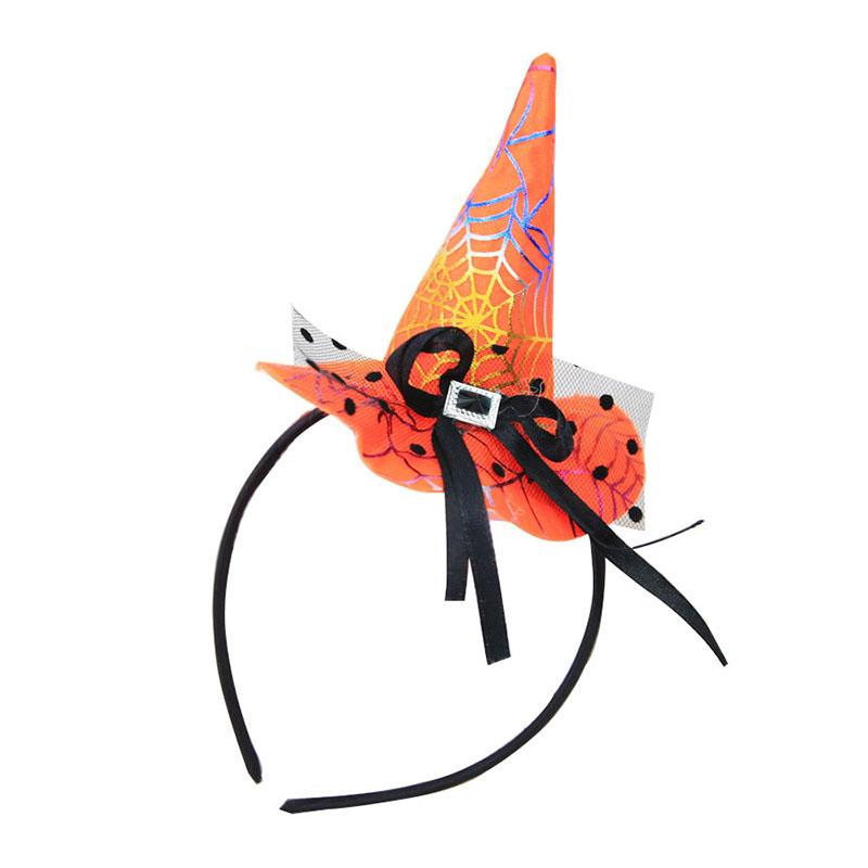 Witch Hat Halloween Headband Pumpkin Hair Hoop Wizard Party Props Spider Web Multicolor Spider Web