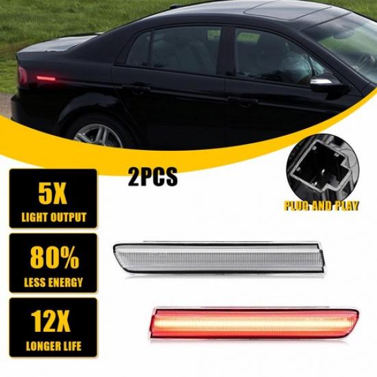 Clear For 2004 05-08 Acura TL Red LED Side Marker Lights Signal Blinker Lamp EOA