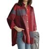 Camicia da Donna Autunnale con Collo a Lapel Semplice Patchwork a Quadri Irregolari