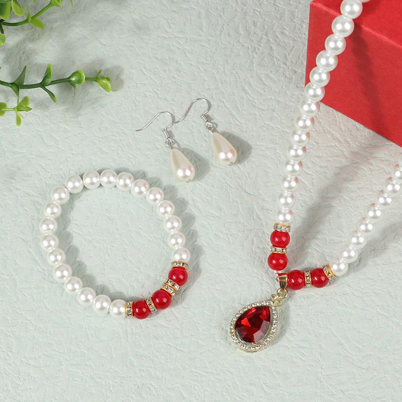 Vintage Módní Perlová Šperková Sada Pro Ženy Náhrdelník Náušnice Náramek Sada Svatba Párty Šperky Dárek Pendientes