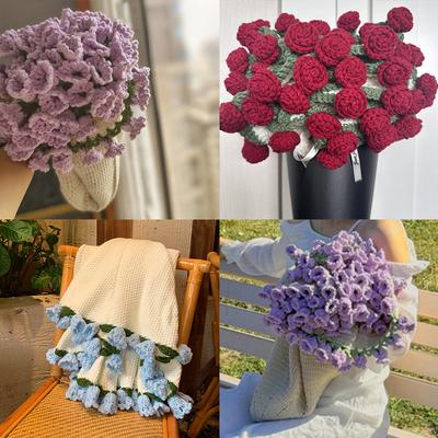 Flower Blanket Rose Blanket Flower Bouquet Blanket Crochet Flower Bouquet Blanket of Roses Finished Flower Blanket Birthday Gift