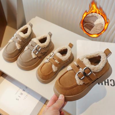 2024 Winter Neue Kinderschuhe Warme Plüsch Baumwollschuhe Vielseitige Rutschfeste Kleinkind Freizeitschuhe Mode Barfußschuhe Mädchen Zapato
