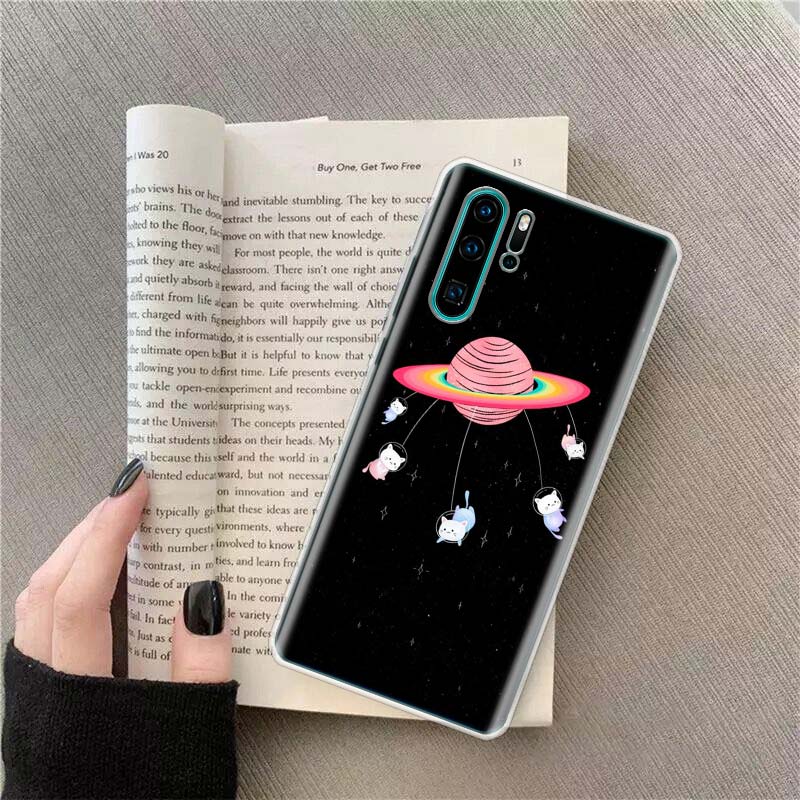 UFO Alien Cat universe Phone Case For Huawei P50 Pro P10 P20 P30 P40 Lite Cover Mate 40 30 20 10 Lite Capa Shell