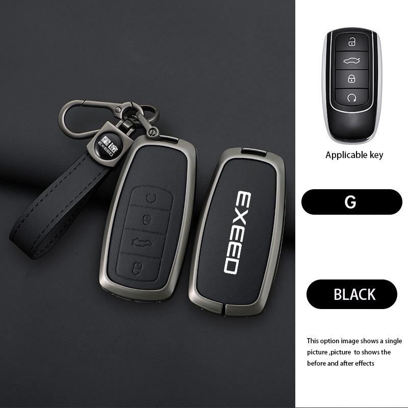 Zinc Alloy Car Dedicated Leather Key Case For Chery EXEED RX Suv 2023-Present Holder Shell Remote Keychain Accessories