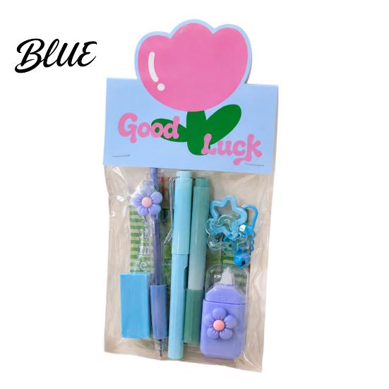 Practical Stationery Kits Flower Set Macaron Color Correction Tape And Smooth Shaped Writing Gel Pens Portable Homework Essentials for Students