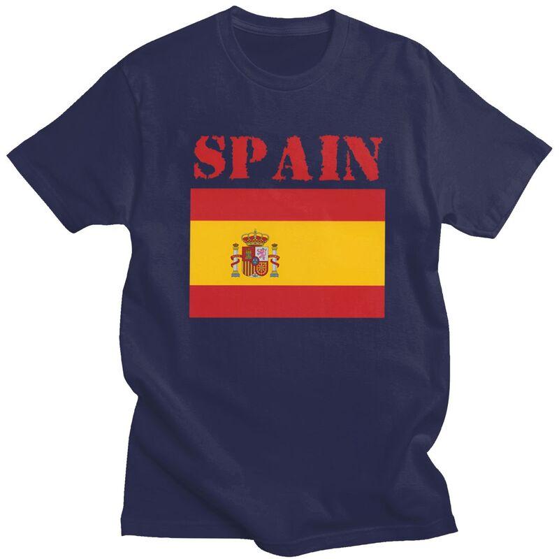 Custom Cool Spain Flag T Shirt Men Short Sleeves Pure Cotton Tshirt Leisure Tee Tops Streetwear Tshirt