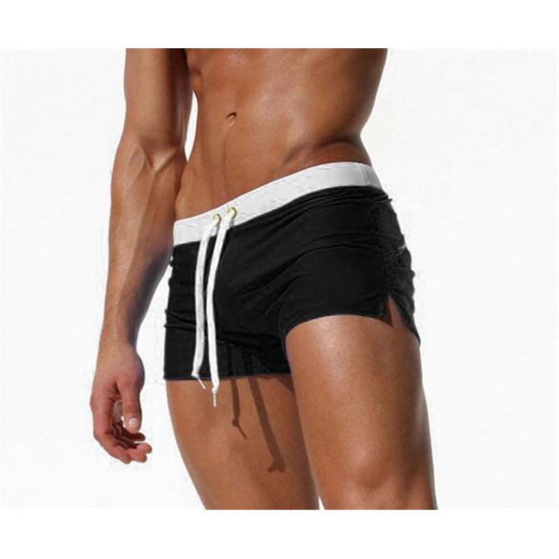 Men's Square Leg Swim Trunks with Back Pocket, European & American Style - In Stock