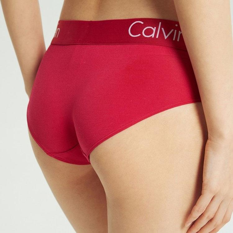 Calvin Klein Waist Logo Breathable Semi-Bikini Briefs Women underwear Red QP1057A-XBV