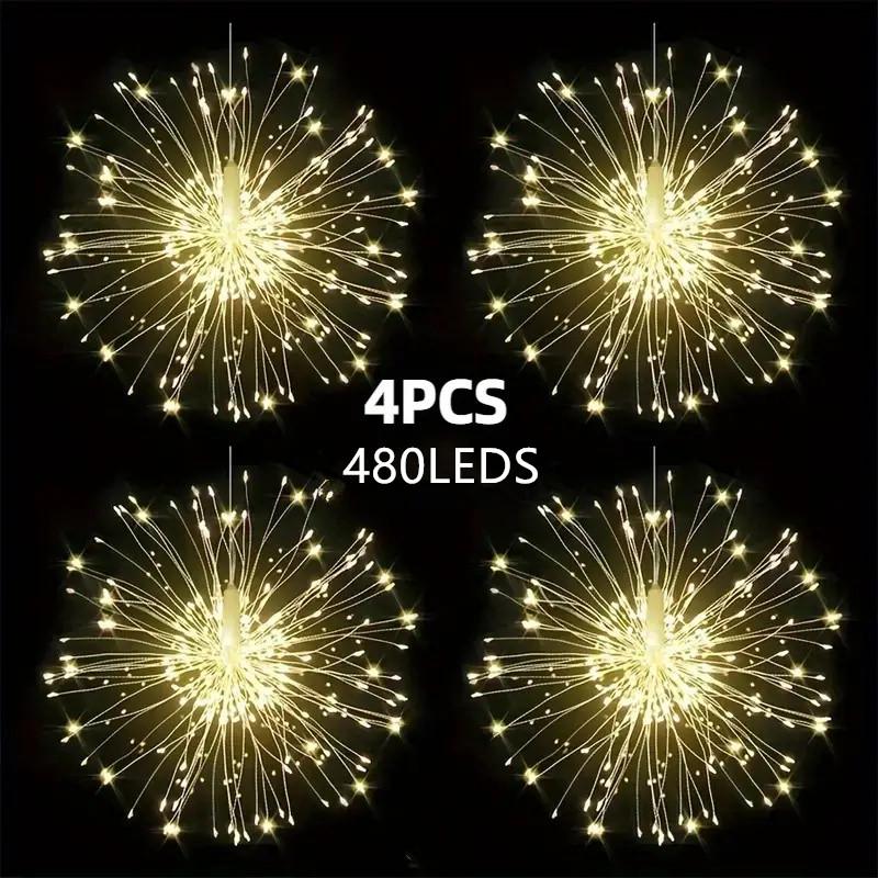 

Подвесной солнечный свет фейерверка 360/480 светодиодный свет звездообразования на открытом воздухе водонепроницаемый 8 режимов гирлянды карнизы садовая елка рождественские украшения огни 480 Leds чёрный