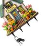Durable Key Hook Wooden Fairy House Hanging Sign, Cottage Holder Wall Decor with 4 Entryway Storage Hooks, Vintage Flower Rack for Hallway Kitchen