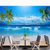 Sea Coconut Tree Wallpaper 3d Beach Wall Mural Ocean Beach Wallpapers Home Decor