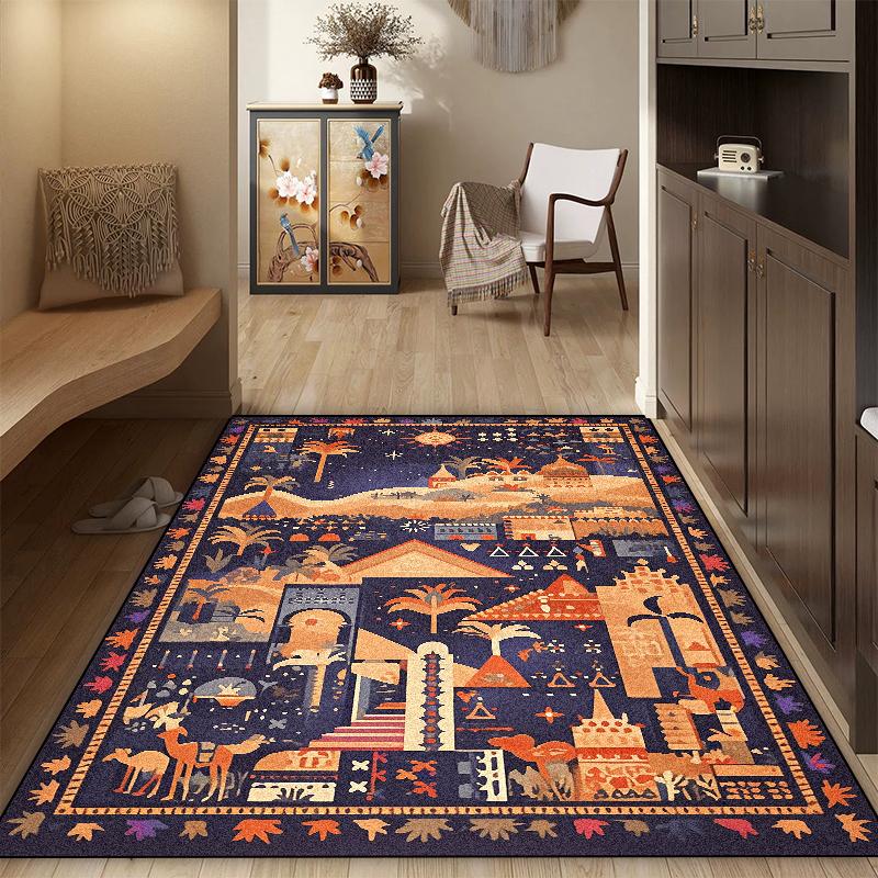 

Persian Retro Carpet for Living Room Luxury Boho Style Decoration Rugs Non-slip Washable Home Rug Bedroom Bedside Soft Floor Mat 60x90cm