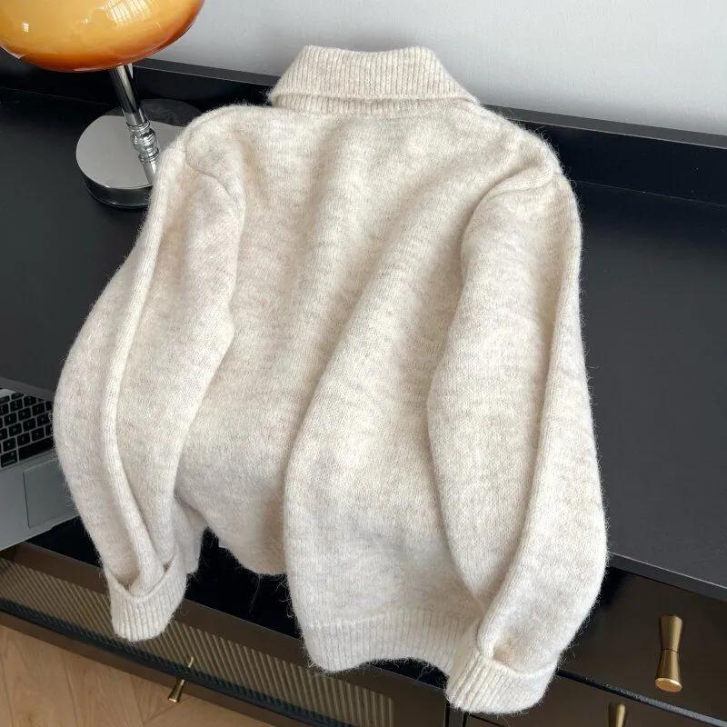 Sweaters Coat Cardigan for Women Winter Oversize Fleece Thickened Solid Color Loose Long Sleeve Knit Sweaters Coat
