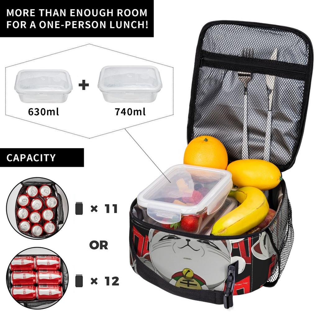 Cat Anime Lunch Bag Dandadan Lucky Turbo Granny Fashion Lunch Box School Portable Insulated Tote Food Bags Graphic Cooler Bag