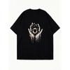 Oversized T Shirt Dress Black Eye Hand Print Graphic Design Casual Streetwear Fashion Women's Top For Daily Wear And Outings