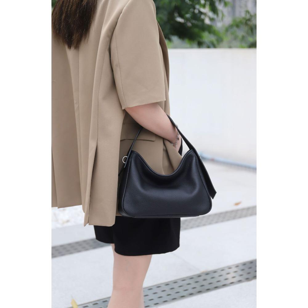 Bag Genuine Leather Women's Niche High-end Feeling Boston Large Capacity Soft Casual Crossbody Tote