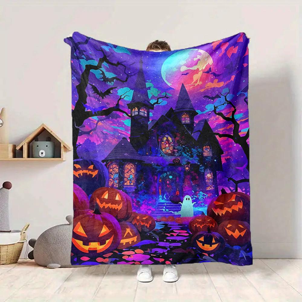 1pc Halloween Haunted Blanket, Lightweight Flannel Throw Blanket for Sofa, Bed, Travel, Camping, Living Room, Office, Couch, Chair, and Bed