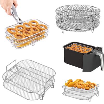 Stainless Steel Air Fryer Racks Stackable Dehydrator Rack Heat Resistant Square/Round/Rectangular Rack Air Fryer Accessories