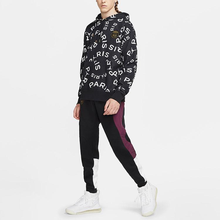 Felpa con cappuccio Air Jordan Paris Saint-Germain da uomo con stampa integrale in pile Nero CV9955-010