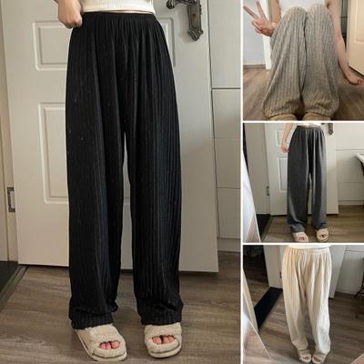 Pantaloni da pigiama invernali Spessi Peluche Vita elastica Ampi Mantieni caldo Design a gamba larga Donna