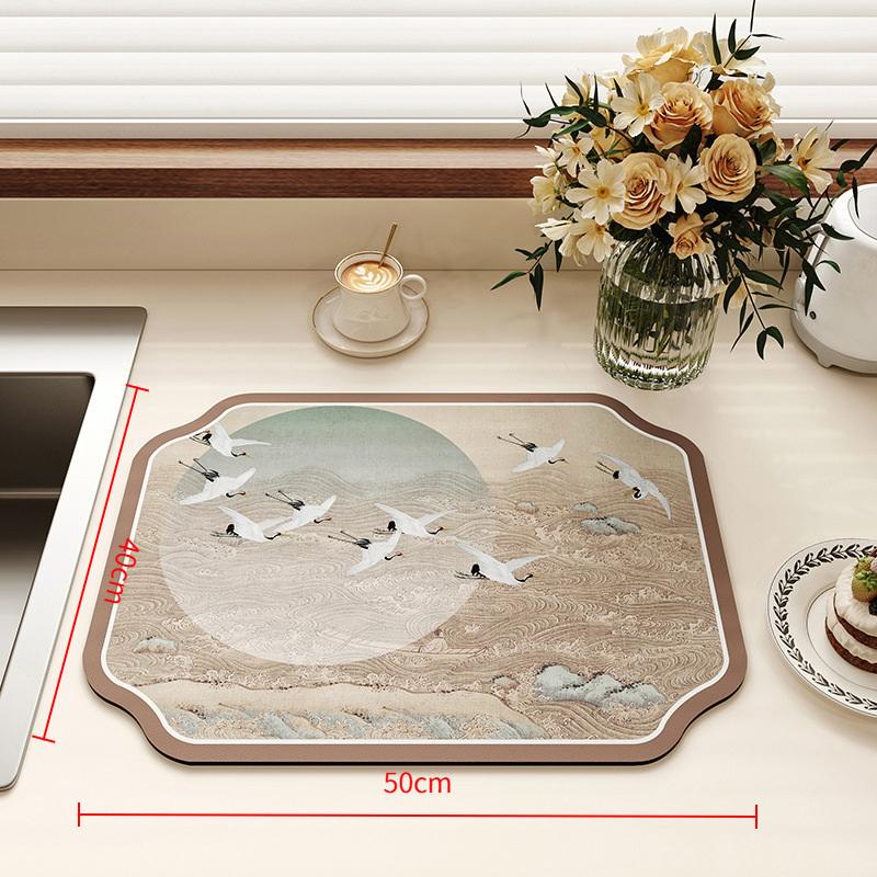 Coffee Machine Household Absorbent Mat Soft Diatomaceous Mud Kitchen Non-slip Mat Tableware Dry No-wash Kitchen Drain Mat+
