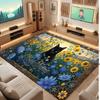 Cat Theme Crystal Velvet Floor Rug Personalized Custom Name Text Warm Carpet Home Decoration